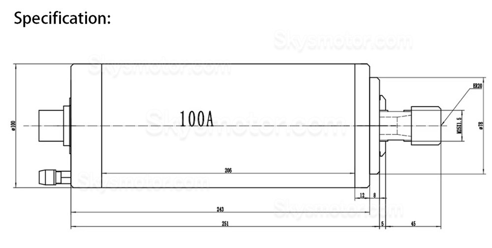 水冷式CNCスピンドルモーター JGD-100A-3.0KW 110V/220V/380V 3kW 24000RPM ER20コレット 400Hz